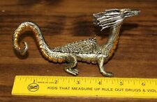 6 inch Vintage Pewter Sea Dragon with Wings Gold Tone Belly picture