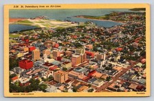 1949 St. Petersburg FL Aerial View Albert Whitted Airport Postcard picture