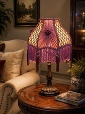 Handmade Victorian Fringe Lampshade – Elegant Vintage Fabric Design picture