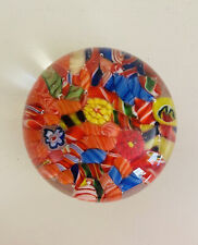 Vtg Millefiori Scramble Paperweight 6 Oz Dome 2” Base Gorgeous Colorful Canes picture
