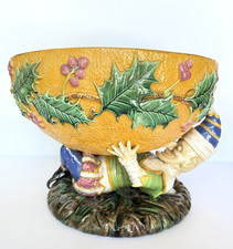 Rare 1870's Large George Jones Majolica Mr Punch Comport Centerpiece Bowl picture