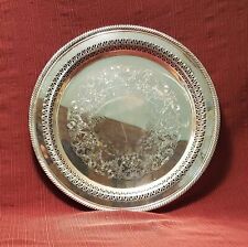 Vtg Wm Rodgers Reticulated Silver Plated Metal Round Serving Tray/Platter, #170 picture