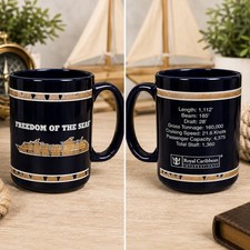 Royal Caribbean Freedom of the Seas Cruise Ship Souvenir Coffee Mug Navy Blue picture