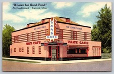 Vintage Van's Cafe Brainerd MN Air Conditioned Linen Postcard picture