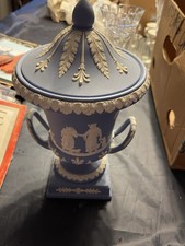 Large Wedgwood Jasper Decorative Urn Flower Vase Object Trophy with Lid Box picture
