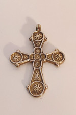 Metropolitan Museum of Art Byzantine Replica Gold Tone Cross Pendant Signed picture