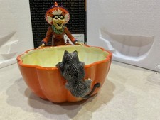 Fitz and Floyd Witch Hazel Cookie Jar, Candle Holders ,Treat Bowl. and Bat Tray picture
