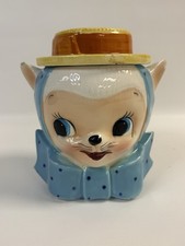 Vintage Brinnco Lamb Cat Cookie Jar Royal Sealy Lid Japan Rubens Anthropomorphic picture