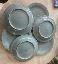 Vintage Longquan Celadon Green Koi Goldfish Fish Salad Plates 7” Lot Set Of 6 picture