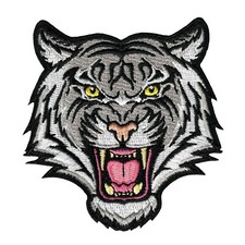 WHITE TIGER iron-on PATCH embroidered ROARING WILD ANIMAL SOUVENIR APPLIQUE new picture