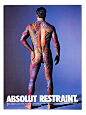 Absolut Tattoo Man Vintage 1997 Original Magazine Print Ad 8 x 11