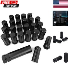 14x1.5 Wheel Lug Nuts, 24 pcs Black M14x1.5 Lug Nut Closed End Long Extended XL picture