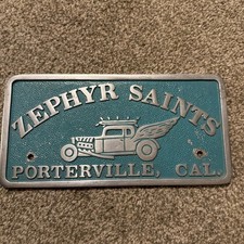 Vtg Koehler Foundry Car Club Plaque Zephyr Saints Porterville CA Winged Hot Rod picture