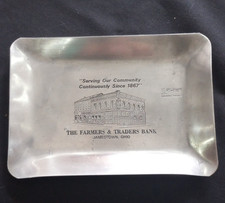 Vintage Ohio Bank Advertising Tray Farmers Traders Jamestown Hotel Shawnee Promo picture