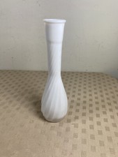 Vintage Hoosier Milk Glass Swirl Bud Vase 9 in picture