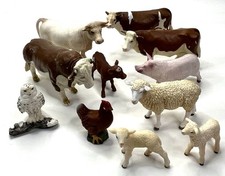 Schleich Cows Pig Sheep Chicken Owl Farm Animal Hereford & Charolais Bull 10-Lot picture