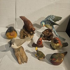 Vintage Flock Of 8 Carved Birds picture
