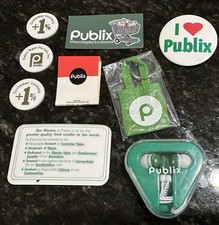 Publix Collectible Lot 1 - VTG Button Keychain Matchbook Earbuds Swag 9 Items picture