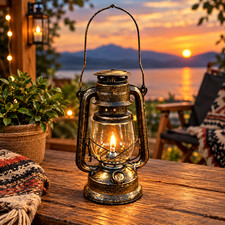 Vintage Hurricane Lamp Antique Kerosene Oil Lantern – Bronze Camping Lantern, 1  picture