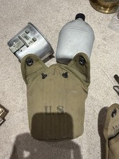 Original WW2 US Army Canteen dated 1943  Cup 1945 And Cover 1943 Mint picture