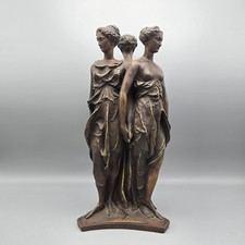 Vintage Neoclassical Three Graces Resin Sculpture with Bronze Patina picture