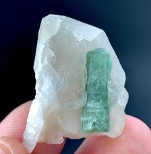 57 Carat Tourmaline Crystal With Quardz Specimen From Afghanistan picture