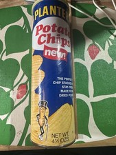 Vintage 1970s Planters Potato Chips Canister Standard Brands Mr Peanut 4.5 Oz picture