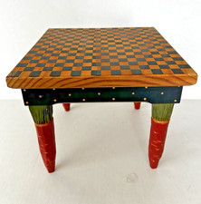 Williraye Studio Folk-art Checkerboard Table W/ Carrot Legs WW 4101 Retired 1997 picture