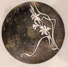 Heintz Sterling on Bronze Art Nouveau Tray Dish  5 .75