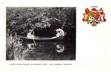 c1900 Lovers On Shadow River Lake Rousseau Muskoka Canada Vintage Postcard picture