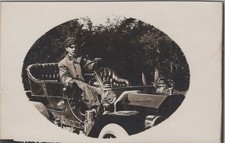 Chauffeur Driver Early Brass Era Automobile Touring Car RPPC 1910s Postcard picture