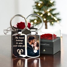 Personalised Keyring, Custom Engraved Photo Keychain Gift For Mum, Dad, Him Her picture