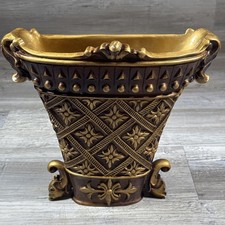 Vintage Gold Wall Pocket Planter Ornate Hollywood Regency Heavy HTF READ picture