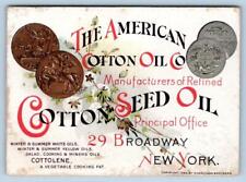 1893 AMERICAN COTTON OIL CO*COLOR 2 SIDED CALENDAR TRADE CARD*COTTOLENE* picture