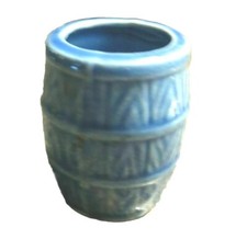 Vintage Blue Barrel Toothpick holder Shot Glass Antique Porcelain Liquor Beer picture