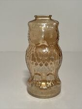Vintage Carnival Glass Marigold Iridescent Owl Bank “Be Wise” picture