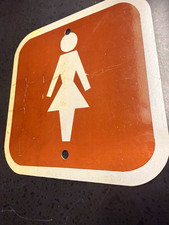 Vintage USFS  Restroom Women Symbol Metal Sign Brown/White w/2 Mounting Holes picture