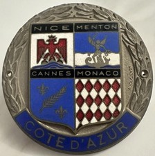 Augis Lyon COTE D'AZUR Enamel Car Grille Badge Nice Cannes Monaco Menton France picture