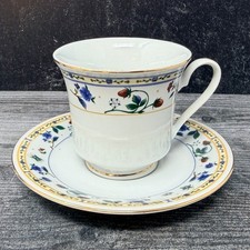 Vtg Truly Tasteful Fine China Teacup Saucer Strawberry Blue Floral Gold Trim Tea picture