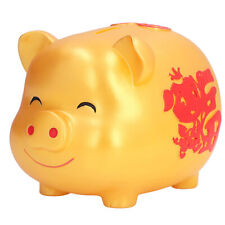 (Large Size Gold)Piggy Bank Cute Cartoon Shape Anti Falling Pig Money Box HD picture