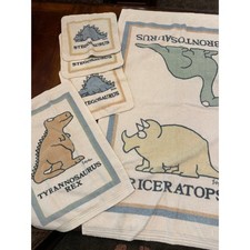 Vintage Sandra Boynton for Martex Dinosaur Towel Set 5pc Cotton USA Made 80s picture
