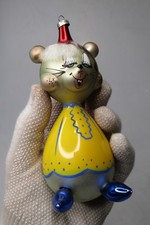 Vintage Blown Glass Whimsical CAT in GOLD SHIRT Christmas Ornament Carlini Italy picture