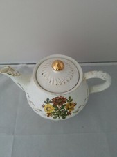 Vintage Ellgreave Teapot Golden Flowers #603 England Collectible picture