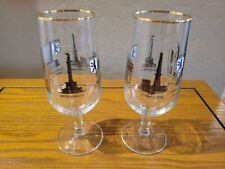 2 Vtg Berlin Coat of Arms German Wine Glasses  w/ Gold Trim picture