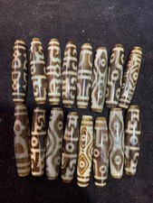 1Set (15 Pcs) Rare Tibetan Natural Agate Dzi *Mixed Totem* Prayer Beads picture