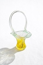 Vintage Vase / Glass Basket by Studolasi Mouth-blown Finland Studio Glass picture