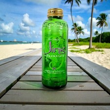 SoBe Collectible Bottle 🦎 SoBe Essentials “Jing” Green Glass 14 oz | VTG 1998 picture