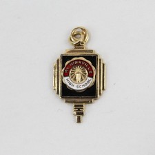Vintage Kinney McMinnville High School Enamel Gold-Tone Charm Pendant picture