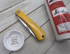 GEC Great Eastern Cutlery #71 Farm & Field Bull Nose 715126 Yellow Linen Micarta picture