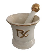 Antique Owen’s-Illinois Porcelain Mortar & Pestle Pharmacy Advertising Piece picture